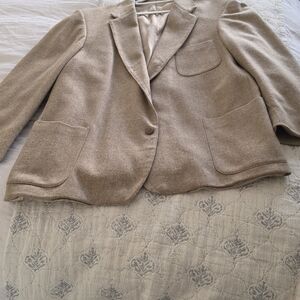 J. Crew Neutral Beige Single-Button Patch Pocket Blazer.
